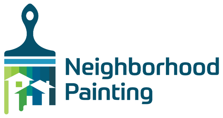This is an image from Neighborhood Painting and Restoration. The image is Neighborhood Painting logo with paintbrush and house graphic