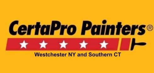 This is an image from CertaPro Painters of Westchester NY and Southern CT, located in New York. The logo for CertaPro Painters of Westchester NY and Southern CT features bold black text on a yellow background with a red paint roller graphic and five white stars.