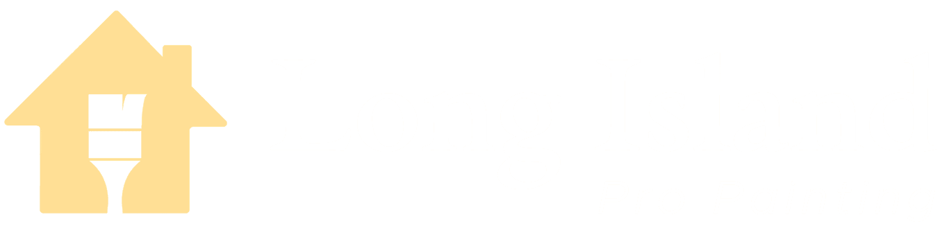 This is an image from Long Island Pro Painting, located in New York. The logo for Long Island Pro Painting features a stylized yellow house with a paintbrush icon alongside clean white text on a dark background.
