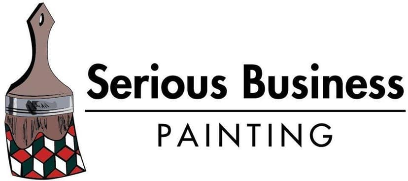 This is an image from Serious Business Painting LLC, located in Kentucky. The logo for Serious Business Painting LLC features a stylized paintbrush with a geometric patterned bristle design alongside bold black text reading “Serious Business Painting.