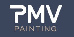 This is an image from PMV Painting, located in Michigan. The logo for PMV Painting features bold white lettering on a dark blue background with the company name displayed beneath.