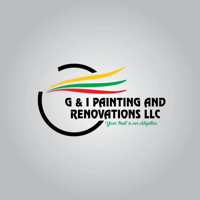 This is an image from G&I Painting and Renovations LLC company, located in Sterling Heights, MI The image is a logo for G & I Painting and Renovations LLC featuring curved color streaks in yellow, green, and red, with the tagline 'Your trust is our obligation