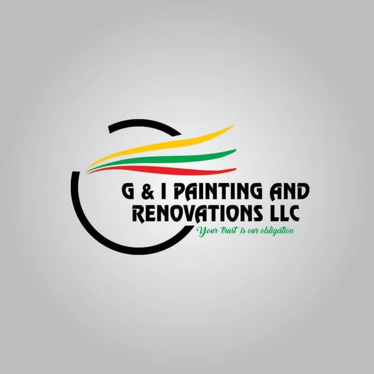 This is an image from G&I Painting and Renovations LLC company, located in Sterling Heights, MI The image is a logo for G & I Painting and Renovations LLC featuring curved color streaks in yellow, green, and red, with the tagline 'Your trust is our obligation