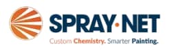 This is an image from Spray-Net Southern Wisconsin, located in Wisconsin. The logo for Spray-Net Southern Wisconsin features bold blue and orange text with an abstract spray fan graphic representing professional spray painting services.