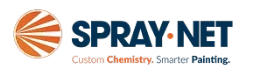 This is an image from Spray-Net Southern Wisconsin, located in Wisconsin. The logo for Spray-Net Southern Wisconsin features bold blue and orange text with an abstract spray fan graphic representing professional spray painting services.