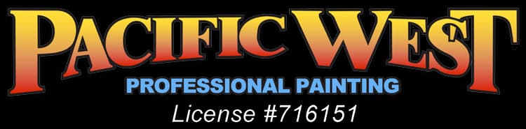 This is an image from Pacific West Painting Inc, located in California. The logo for Pacific West Painting Inc features bold gradient lettering with the company name, the phrase “Professional Painting,” and the license number displayed prominently.