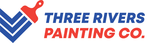 This is an image from Three Rivers Painting Co, located in Indiana. The logo for Three Rivers Painting Co features bold red and blue graphic elements with clean lettering, representing professional residential and commercial painting services.