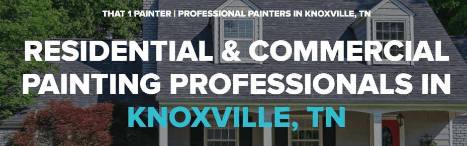 This is an image from That 1 Painter Knoxville, located in Tennessee. The image is a That 1 Painter Knoxville logo with bold text promoting residential and commercial painting professionals in Knoxville, TN.
