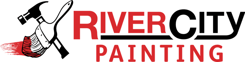 This is an image from River City Painting Inc. The image shows the River City Painting logo with a red paintbrush stroke graphic and bold red lettering.