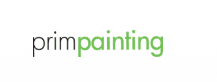 This is the logo for Prim Painting. The image shows the Prim Painting company branding with modern typography and green accent styling.