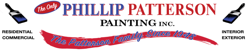 This is an image from Phillip Patterson Painting, located in Kentucky. The logo for Phillip Patterson Painting features red and blue text with paintbrush graphics and a banner that reads 'The Patterson Family Since 1948.