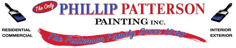 This is an image from Phillip Patterson Painting, located in Kentucky. The logo for Phillip Patterson Painting features red and blue text with paintbrush graphics and a banner that reads 'The Patterson Family Since 1948.