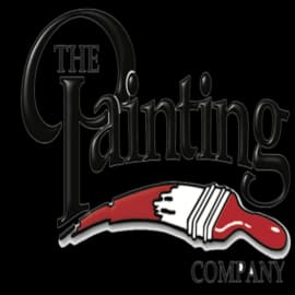 This is an image from The Painting Company of Birmingham, located in Alabama. The logo for The Painting Company features stylized lettering with a red paintbrush graphic integrated into the design.
