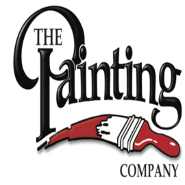 This is an image from The Painting Company of Birmingham, located in Alabama. The logo for The Painting Company features stylized lettering with a red paintbrush graphic integrated into the design.