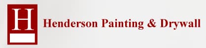 This is an image from Henderson Painting & Drywall, located in Georgia. The logo for Henderson Painting & Drywall features a red and white monogram icon with red serif text displaying the company name.