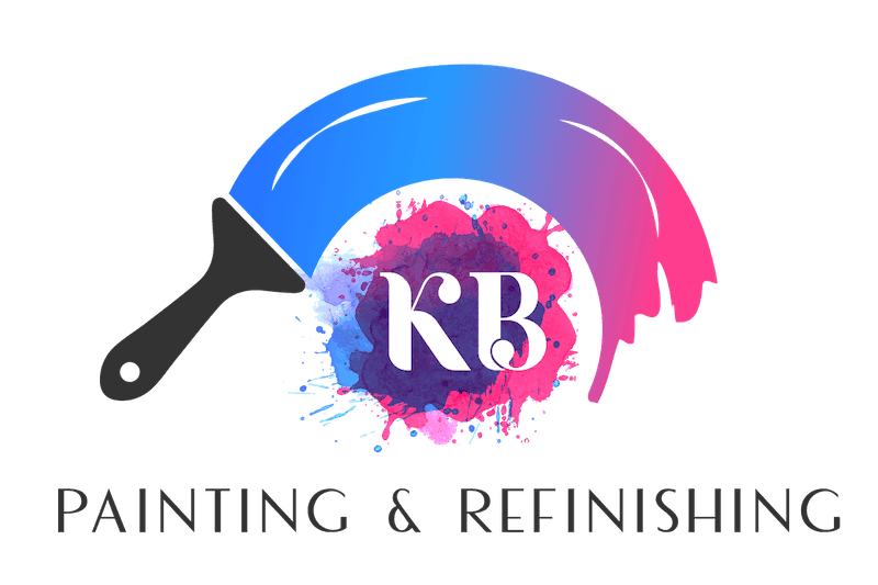 This is an image from KB Painting & Refinishing, located in Florida. The logo for KB Painting & Refinishing features a paintbrush with a blue and pink paint arc surrounding bold KB lettering.