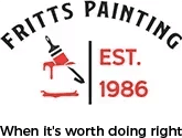 This is an image from Fritts Painting, located in Ohio. The logo for Fritts Painting features bold black lettering with a red paint roller graphic and the text EST. 1986.