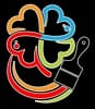 This is an image from Shamrocks Painting, located in New York. The logo for Shamrocks Painting features colorful overlapping shamrock shapes with a black paintbrush creating a sweeping multicolor stroke.