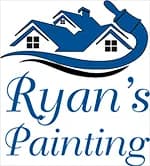This is an image from Ryan's Painting, located in New Jersey. The logo for Ryan's Painting features blue stylized house rooftops with a paintbrush stroke forming an arc above the text.