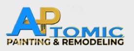 This is an image from Atomic Painting & Remodeling, located in Illinois. The logo for Atomic Painting & Remodeling features blue and gold lettering with a stylized AP design above the company name.