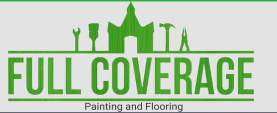 Logo for Full Coverage Painting and Flooring, a painting company in Nashville, Tennessee. The image shows the green Full Coverage Painting and Flooring logo.