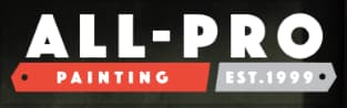 This is an image from All-Pro Painting of the Triangle, located in North Carolina. The logo for All-Pro Painting of the Triangle features bold white text on a black background with red and gray nameplates highlighting the words 'Painting' and 'Est. 1999.