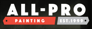 This is an image from All-Pro Painting of the Triangle, located in North Carolina. The logo for All-Pro Painting of the Triangle features bold white text on a black background with red and gray nameplates highlighting the words 'Painting' and 'Est. 1999.