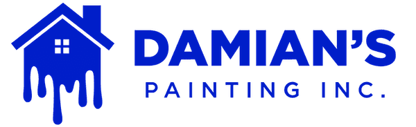 This is an image from Damian's Painting Inc., located in Illinois. The logo for Damian's Painting Inc. features blue lettering with a house and dripping paint graphic design.