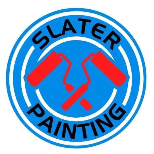 This is an image from Slater Painting, located in Maryland. The logo for Slater Painting features two red paint rollers crossed inside a blue circular badge with the company name in bold black text.