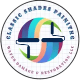 This is an image from Classic Shades Painting Water Damage & Restoration LLC, located in Arizona. The logo for Classic Shades Painting Water Damage & Restoration LLC features circular rainbow-style color bands with a paint roller graphic and text around the border.
