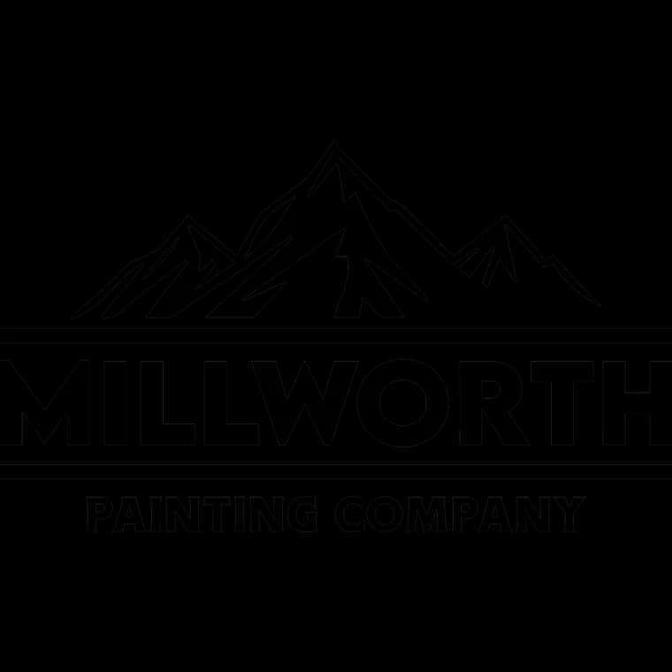 This is an image from Millworth Painting Company, located in Washington. The logo for Millworth Painting Company features outlined mountain peaks above bold text for the painting company.