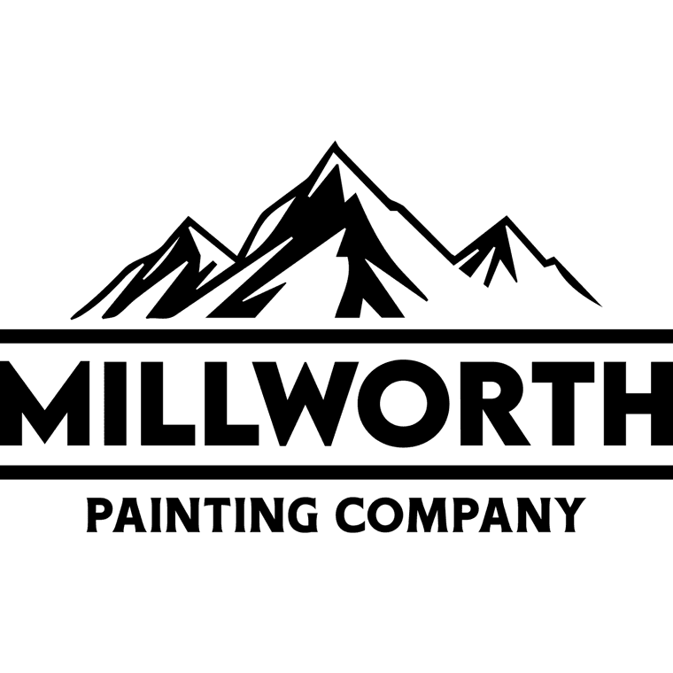 This is an image from Millworth Painting Company, located in Washington. The logo for Millworth Painting Company features outlined mountain peaks above bold text for the painting company.