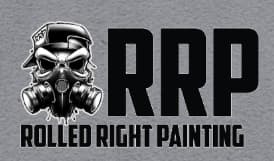 This is an image from Rolled Right Painting LLC, located in Pennsylvania. The logo for Rolled Right Painting LLC features a skull wearing a respirator beside large RRP lettering and Rolled Right Painting text.