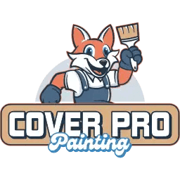 This is an image from Cover Pro Painting, located in Washington. The logo for Cover Pro Painting features a cartoon fox painter holding a paintbrush above bold blue and white company text.