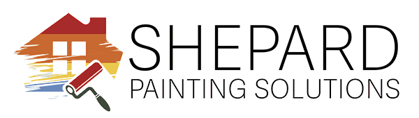 This is an image from Shepard Painting Solutions, located in Ohio. The logo for Shepard Painting Solutions features a stylized paint roller graphic with bold lettering and a multicolor design representing professional painting services
