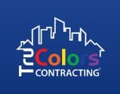 This is an image from Tru Colors Contracting, located in Florida. The logo for Tru Colors Contracting features a stylized city skyline outline above colorful text on a blue background.