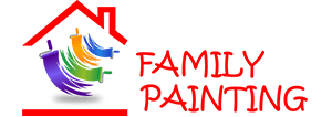 This is an image from Family Painting, located in Texas. The logo for Family Painting features a stylized multicolor house graphic above bold red text spelling the company name.