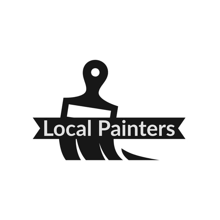 This is an image from Local Painters company, located in Surprise, AZ The image is a Local Painters logo featuring a black paintbrush silhouette with the company name across the bristles in bold white text