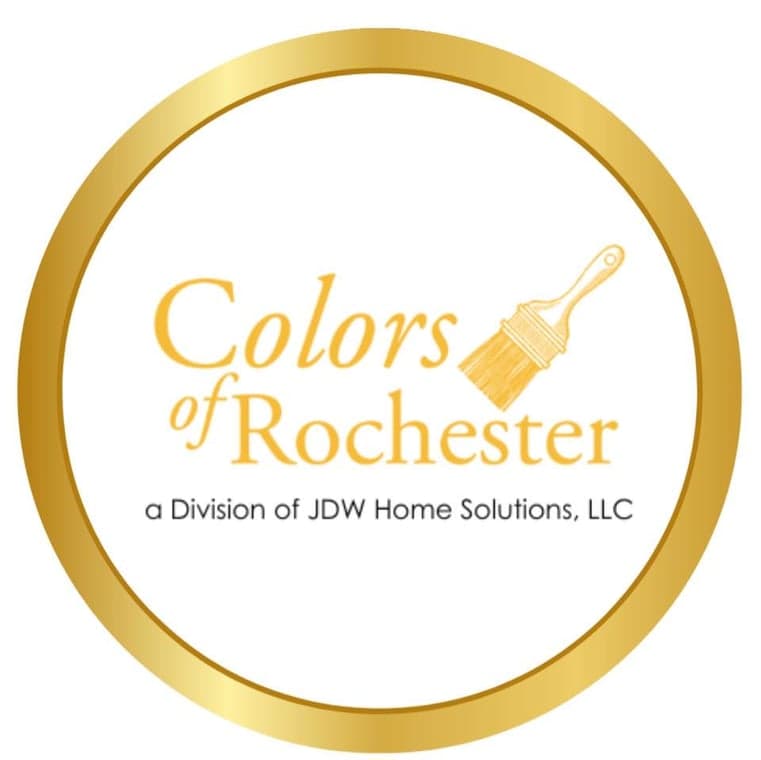 This is an image from Colors of Rochester, located in New York. The logo for Colors of Rochester features gold lettering with a paintbrush graphic inside a circular gold border.