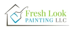 This is an image from Fresh Look Painting company, located in Sarasota, FL. The image is a Fresh Look Painting LLC logo featuring a house outline with a paint roller and paint tray, representing professional residential painting services