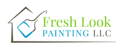 This is an image from Fresh Look Painting company, located in Sarasota, FL. The image is a Fresh Look Painting LLC logo featuring a house outline with a paint roller and paint tray, representing professional residential painting services