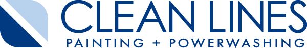 Logo of Clean Lines Painting + Powerwashing, featuring a clean modern design in blue and white with the company name written clearly.