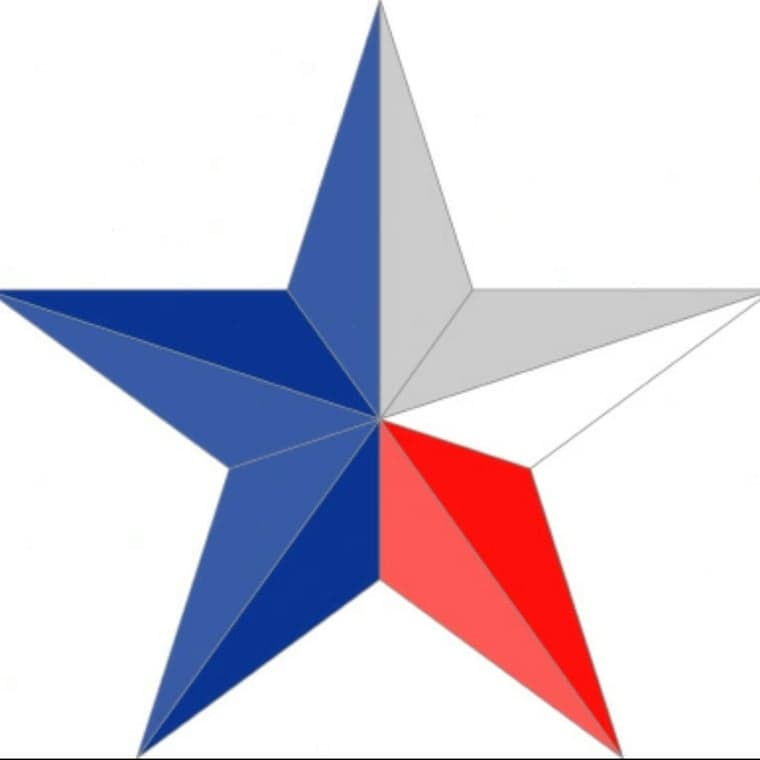 "This is an image from JR’s Lone Star Painting, located in Texas. The logo for JR’s Lone Star Painting features a multi-colored geometric Texas-style star in blue, gray, and red."