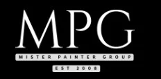 This is an image from Mister Painter, located in Indiana. The logo for Mister Painter Group features bold white lettering on a black background with the initials “MPG” and the text “Mister Painter Group Est. 2008,” representing professional residential painting services.