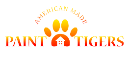 This is an image from Paint Tigers, located in California. The image shows the official Paint Tigers company logo featuring bold typography and a tiger-themed design representing professional residential and commercial painting services.