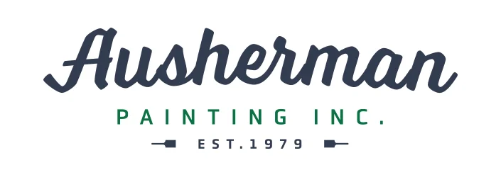 This is an image from Ausherman Painting Inc., located in Pennsylvania. The logo for Ausherman Painting Inc. features a script-style company name in dark lettering with green accent text and an establishment date beneath.