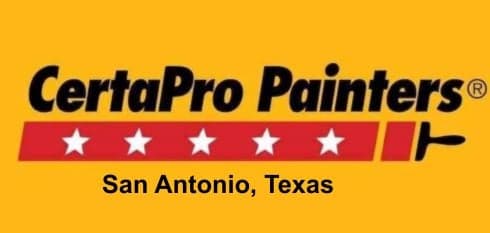 "This is an image from CertaPro Painters of San Antonio, located in Texas. The logo for CertaPro Painters features bold yellow branding with red and black accents, including five white stars and a paint roller graphic."