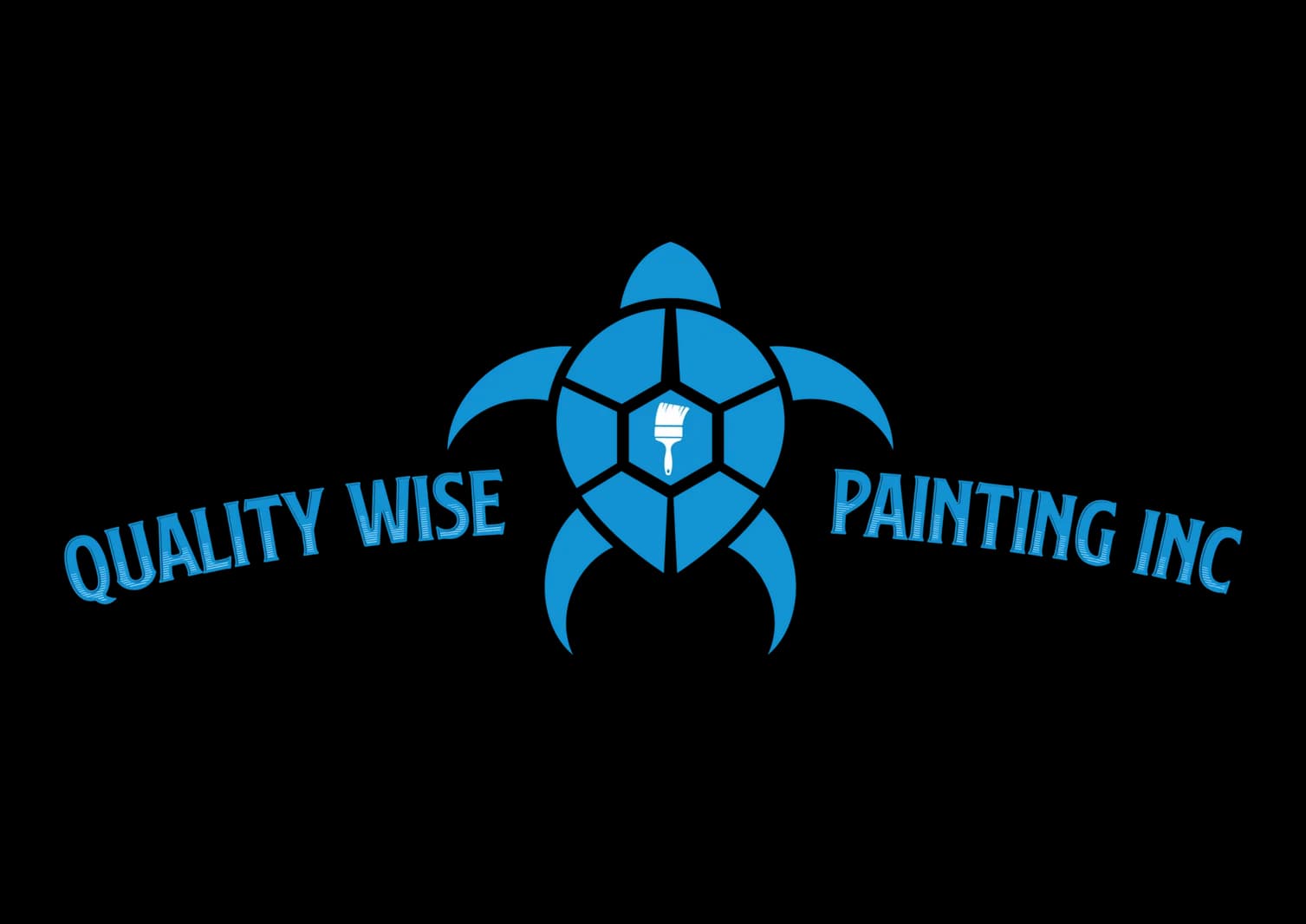 This is an image from Quality Wise Painting Inc., located in California. The image shows the company logo featuring a stylized blue turtle design with a paintbrush icon at the center, accompanied by the business name “Quality Wise Painting Inc.” in bold lettering, representing professional residential and commercial painting services.