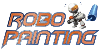 This is an image from Robo Painting LLC, located in Arizona. The logo for Robo Painting LLC features bold orange and blue text with a robot painter holding a paint roller.