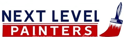 This is an image from Next Level Painters, located in Arizona. The logo for Next Level Painters features navy blue and red text with a red, white, and blue paintbrush graphic.